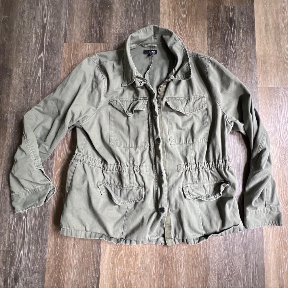 A.N.A Utility Jacket Women XXL Olive Green Cinched Waist Field Coat